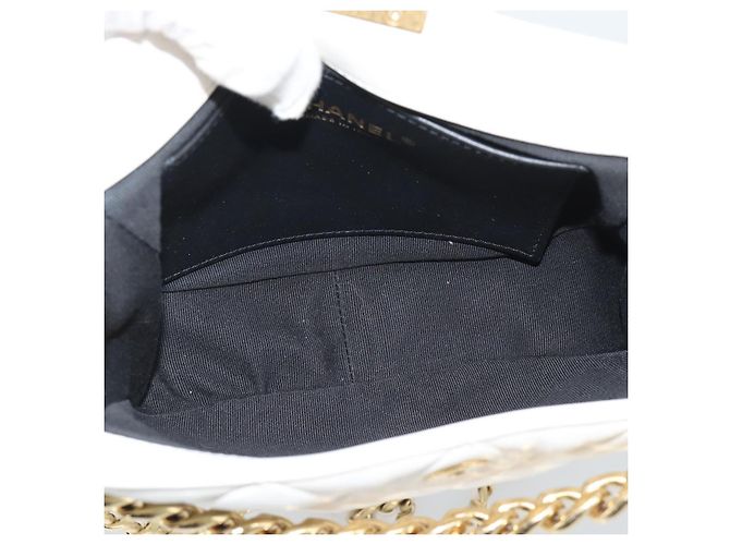 CHANEL Matelasse Chain Shoulder Bag Lamb Skin 2way White Gold CC - vista 11