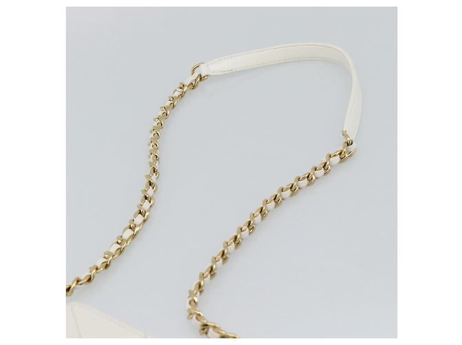 CHANEL Matelasse Chain Shoulder Bag Lamb Skin 2way White Gold CC - vista 14