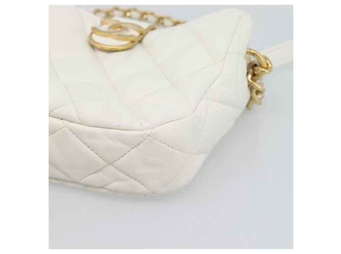 CHANEL Matelasse Chain Shoulder Bag Lamb Skin 2way White Gold CC - vista 15