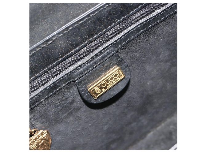 GUCCI Schultertasche Leder Schwarz Gold - Ansicht 16