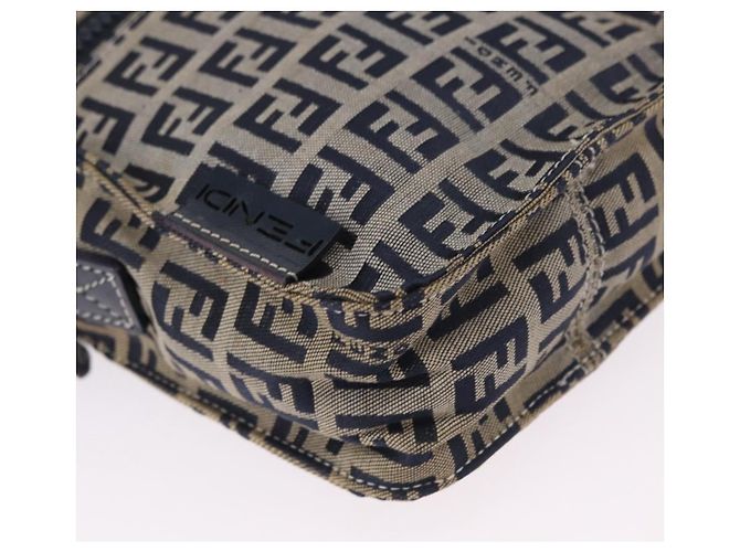 FENDI Zucchino Canvas Shoulder Bag Navy Silver - vista 10