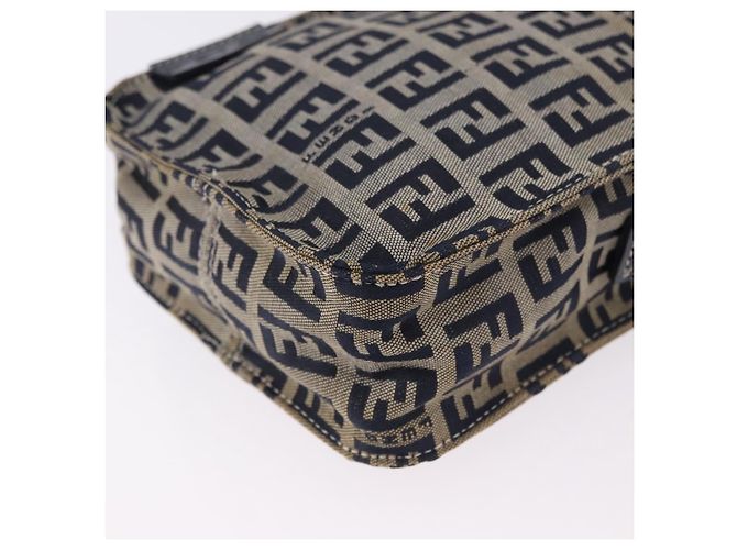 FENDI Zucchino Canvas Shoulder Bag Navy Silver - vista 11