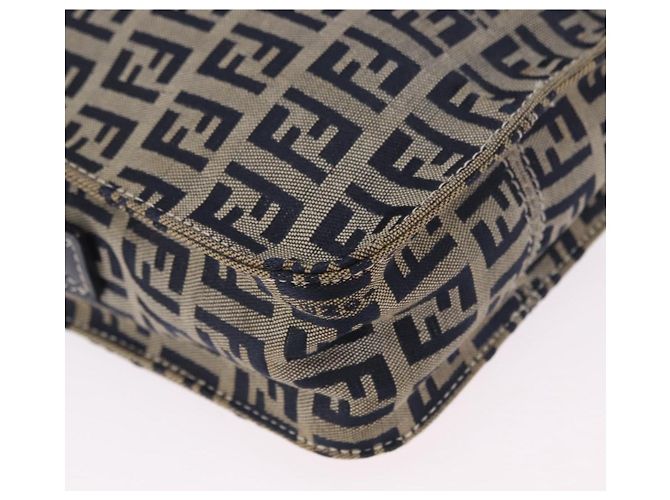 FENDI Zucchino Canvas Shoulder Bag Navy Silver - vista 12