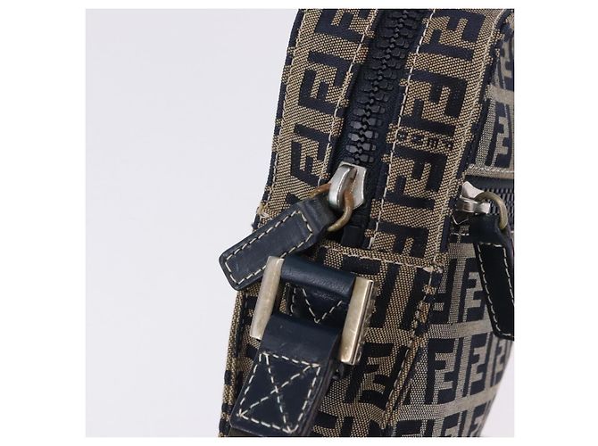 FENDI Zucchino Canvas Shoulder Bag Navy Silver - vista 15