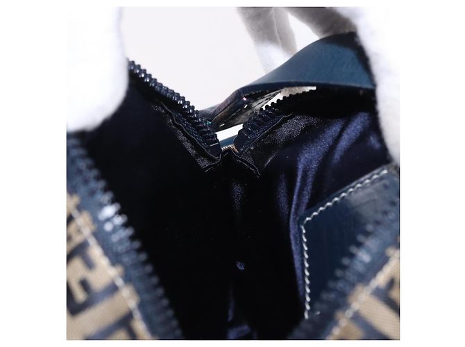 FENDI Zucchino Canvas Shoulder Bag Navy Silver - vista 19