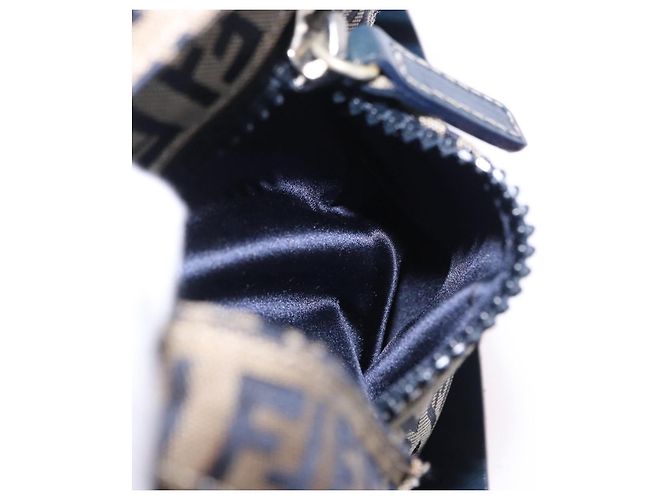 FENDI Zucchino Canvas Shoulder Bag Navy Silver - vista 20
