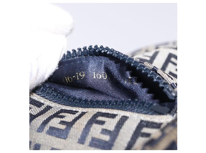 FENDI Zucchino Canvas Shoulder Bag Navy Silver - vista 21