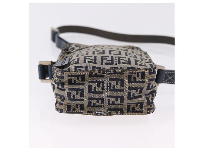 FENDI Zucchino Canvas Shoulder Bag Navy Silver - vista 9