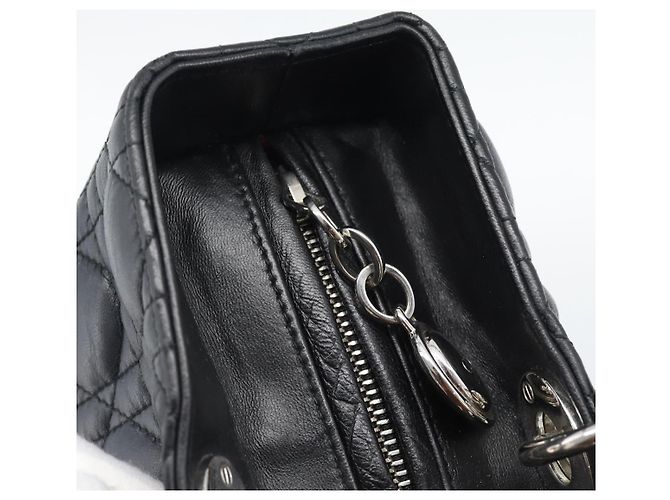 Christian Dior Lady Dior Canage Hand Bag Lamb Skin Black Silver - vista 15
