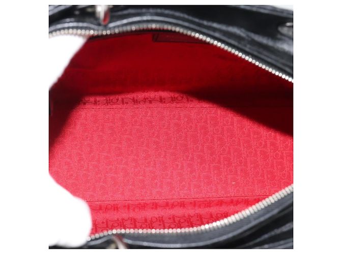 Christian Dior Lady Dior Canage Hand Bag Lamb Skin Black Silver - vista 17