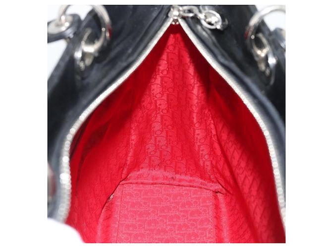 Christian Dior Lady Dior Canage Hand Bag Lamb Skin Black Silver - vista 18