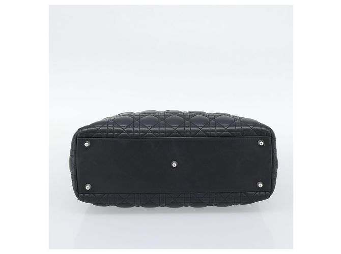 Christian Dior Lady Dior Canage Hand Bag Lamb Skin Black Silver - vista 9