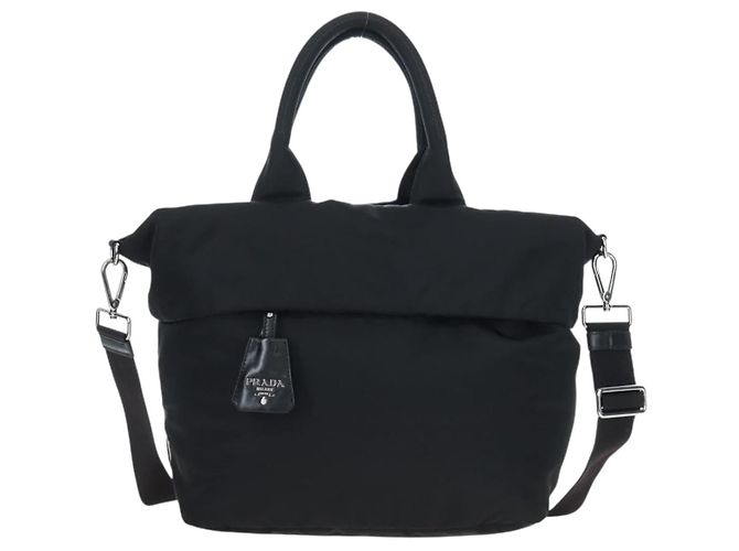 PRADA Bolso reversible Nylon 2way Black Silver - vista 2