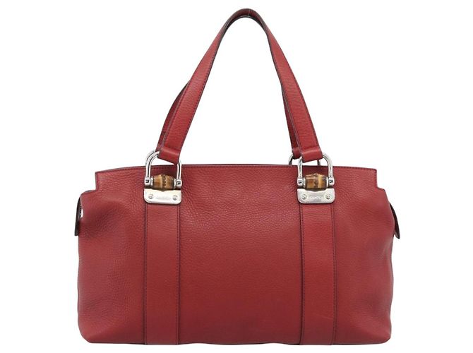 GUCCI Hand Bag Leather outlet Red Silver 355772 - vista 2