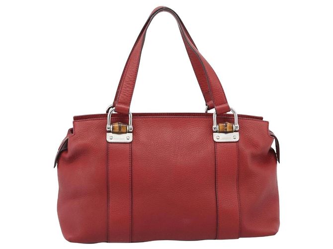 GUCCI Hand Bag Leather outlet Red Silver 355772 - vista 3