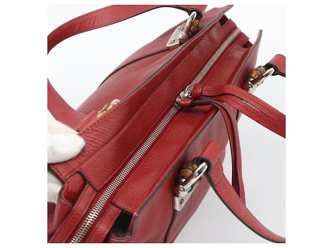 GUCCI Hand Bag Leather outlet Red Silver 355772 - vista 6