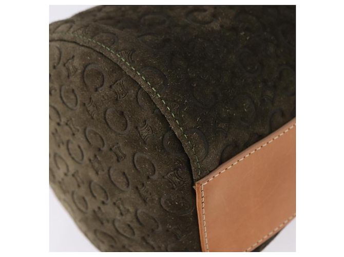 Céline CELINE C Macadam Hand Bag Suede Green Gold Tone - vista 10