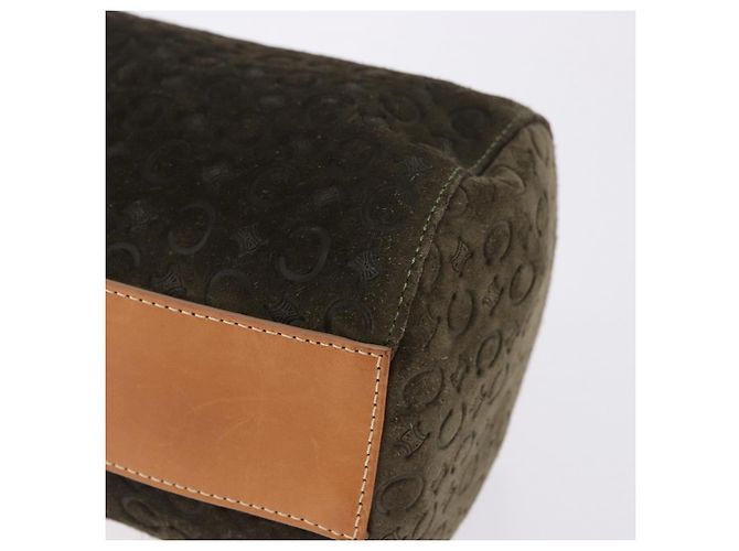 Céline CELINE C Macadam Hand Bag Suede Green Gold Tone - vista 13