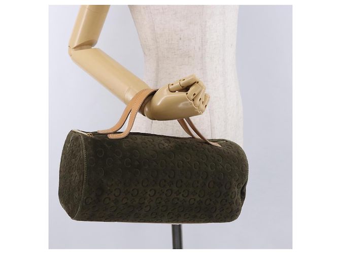 Céline CELINE C Macadam Hand Bag Suede Green Gold Tone - vista 22