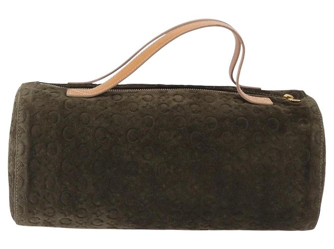 Céline CELINE C Macadam Hand Bag Suede Green Gold Tone - vista 3