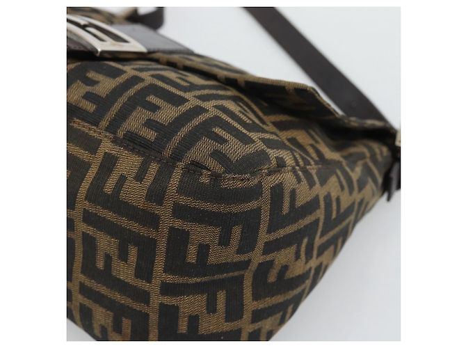 FENDI Zucca Canvas Mamma Baguette Shoulder Bag Brown Silver - vista 10