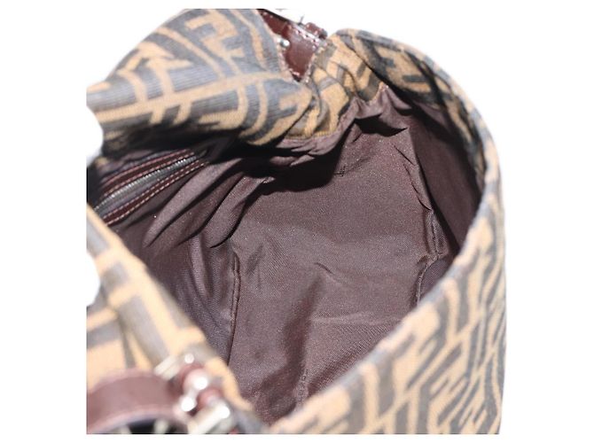 FENDI Zucca Canvas Mamma Baguette Shoulder Bag Brown Silver - vista 17