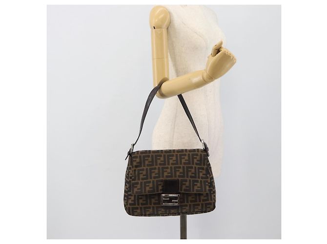 FENDI Zucca Canvas Mamma Baguette Shoulder Bag Brown Silver - vista 22