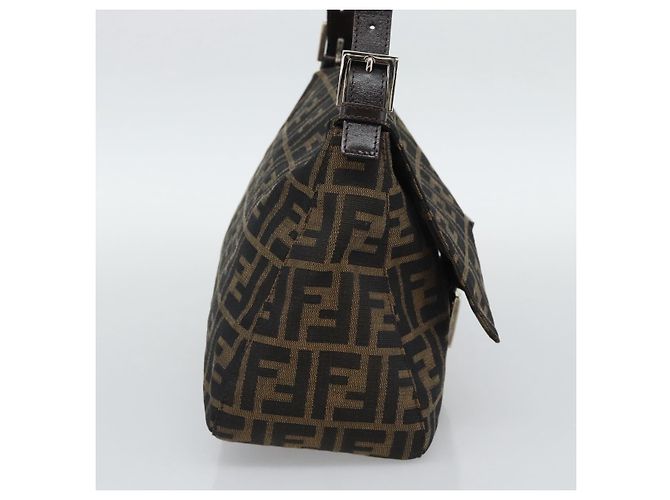 FENDI Zucca Canvas Mamma Baguette Shoulder Bag Brown Silver - vista 4