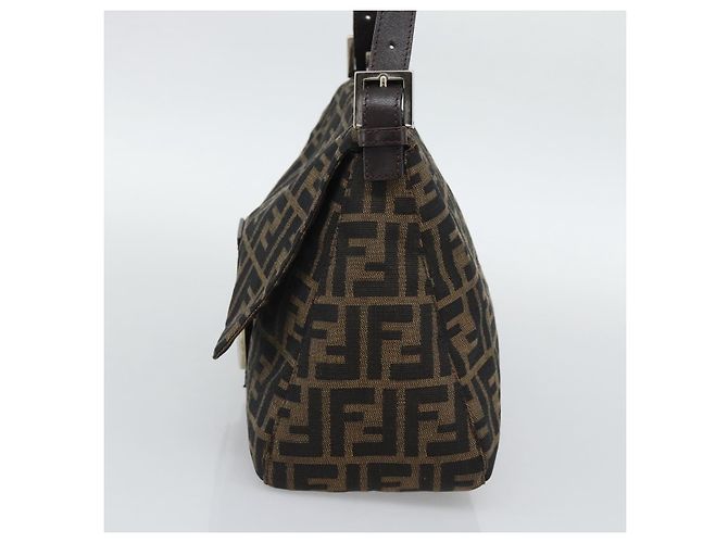 FENDI Zucca Canvas Mamma Baguette Shoulder Bag Brown Silver - vista 5