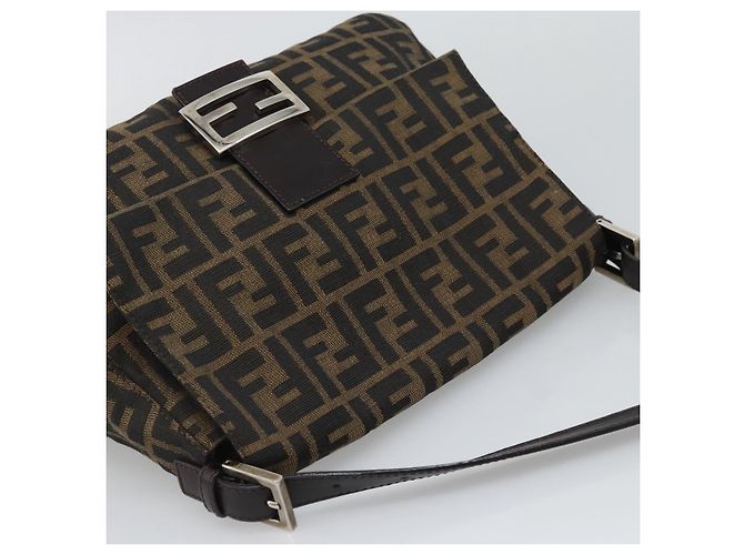 FENDI Zucca Canvas Mamma Baguette Shoulder Bag Brown Silver - vista 6
