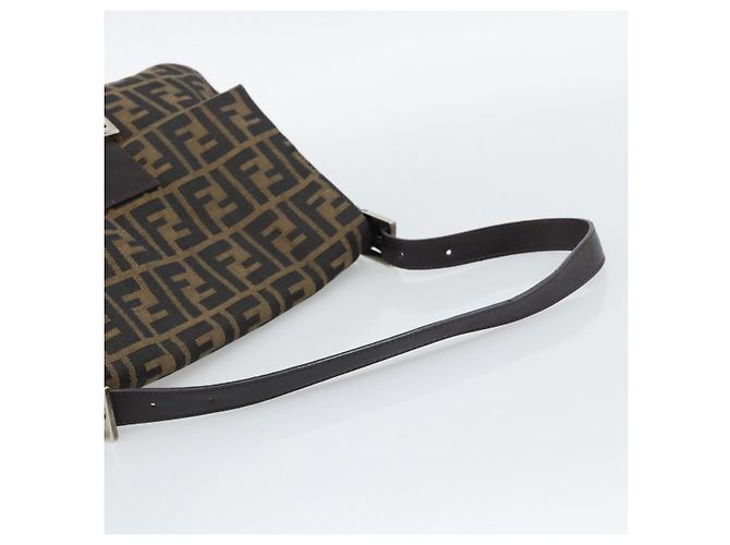FENDI Zucca Canvas Mamma Baguette Shoulder Bag Brown Silver - vista 7