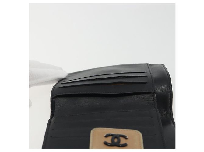 CHANEL Choco Bar line Wallet Leather Beige CC - vista 16