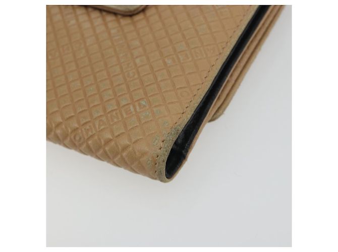 CHANEL Choco Bar line Wallet Leather Beige CC - vista 8