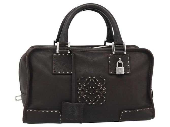 LOEWE Americana 28 Hand Bag Leather Dark Brown Silver - vista 13