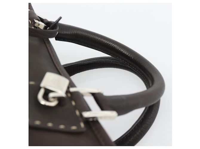 LOEWE Americana 28 Hand Bag Leather Dark Brown Silver - vista 14