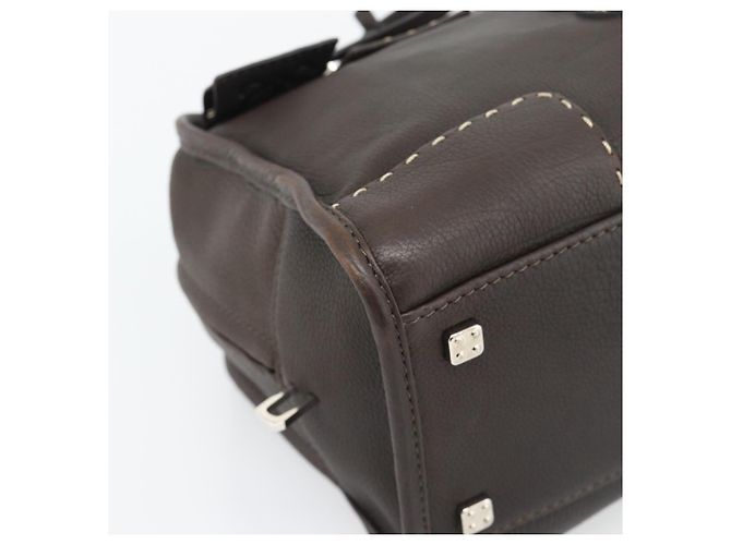 LOEWE Americana 28 Hand Bag Leather Dark Brown Silver - vista 15