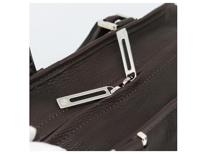 LOEWE Americana 28 Hand Bag Leather Dark Brown Silver - vista 20