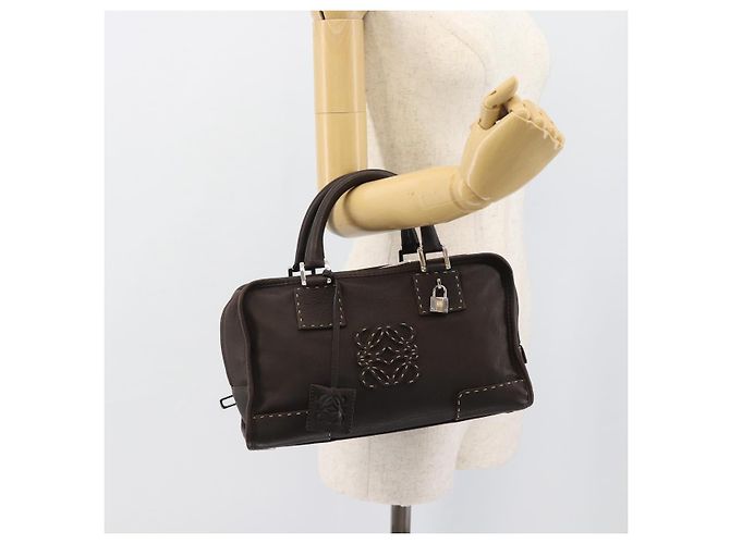 LOEWE Americana 28 Hand Bag Leather Dark Brown Silver - vista 26