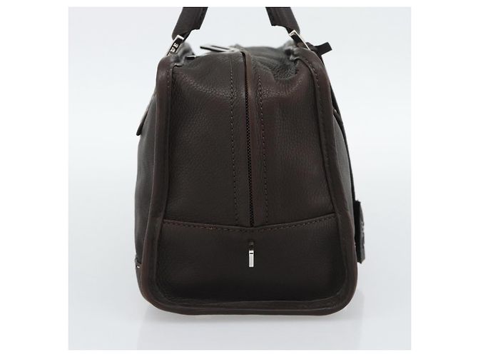 LOEWE Americana 28 Hand Bag Leather Dark Brown Silver - vista 3