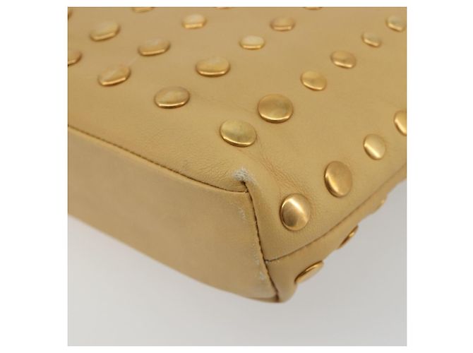 PRADA Studs Tote Bag Leather Beige Gold BN0181 - vista 12