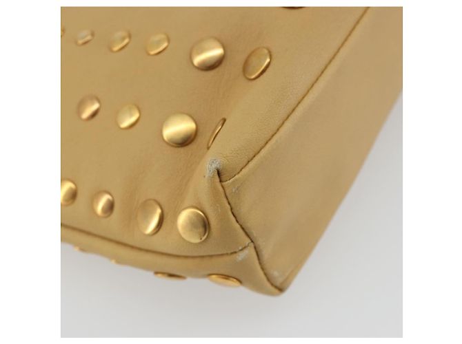 PRADA Studs Tote Bag Leather Beige Gold BN0181 - vista 13
