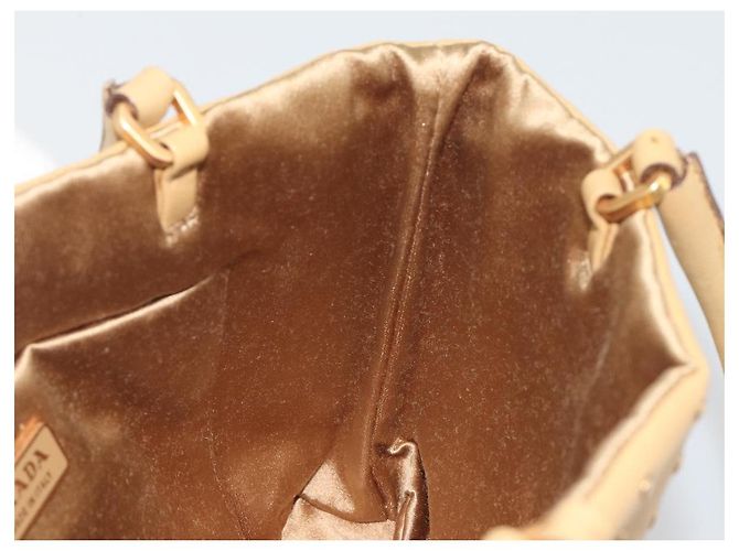 PRADA Studs Tote Bag Leather Beige Gold BN0181 - vista 17