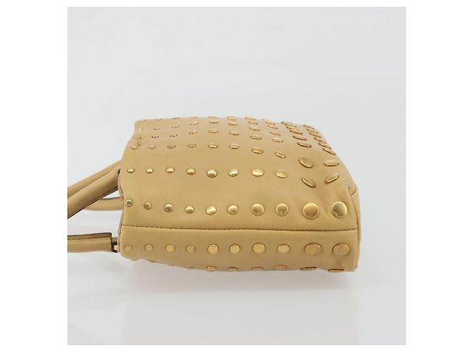 PRADA Studs Tote Bag Leather Beige Gold BN0181 - vista 5
