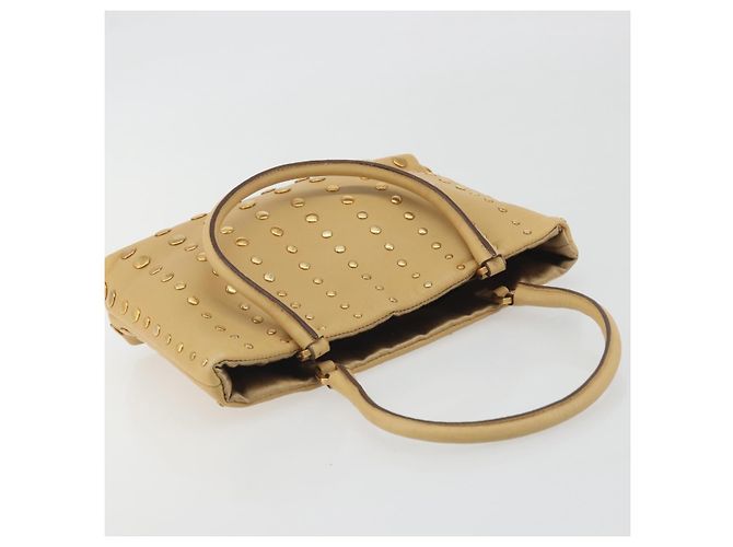 PRADA Studs Tote Bag Leather Beige Gold BN0181 - vista 6