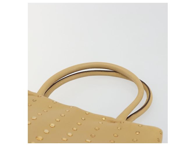 PRADA Studs Tote Bag Leather Beige Gold BN0181 - vista 8