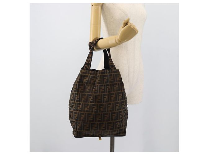 FENDI Zucca Canvas Hand Bag Black Brown - vista 17
