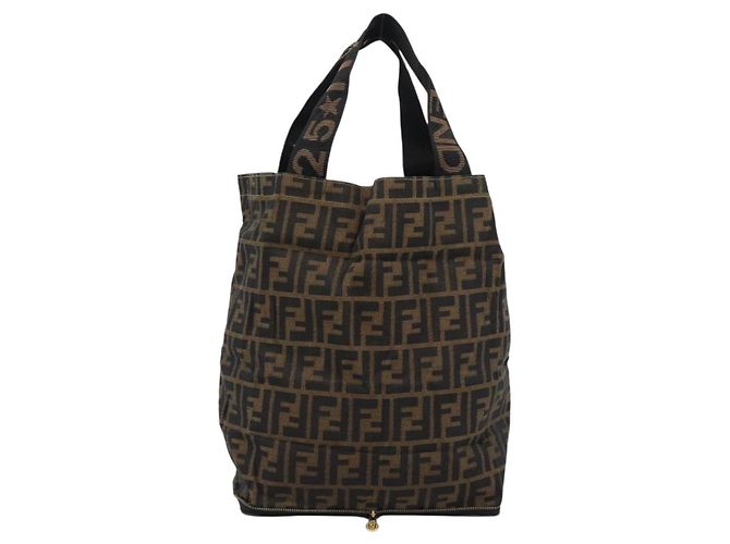 FENDI Zucca Canvas Hand Bag Black Brown - vista 2