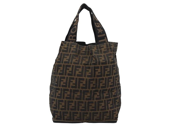 FENDI Zucca Canvas Hand Bag Black Brown - vista 3