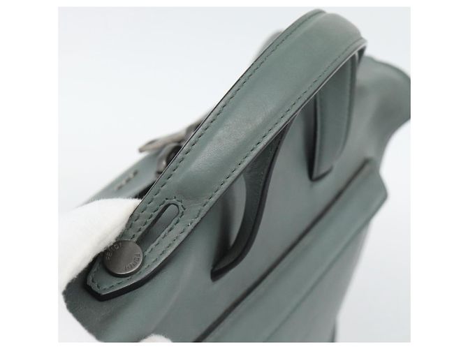 FENDI Hand Bag Leather 2way Green Silver - vista 7