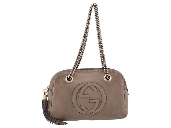 GUCCI Interlocking Shoulder Bag Leather Beige Gold 308983 - vista 2